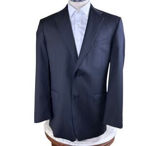 Daniel Cremieux Loro Piana Men 42L Blazer sport Coat Black subtle pinstripe